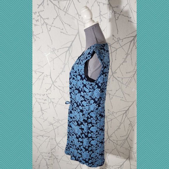 Cabi Blue Floral Printed Drawstring Waist Dress - Picture 3 of 5